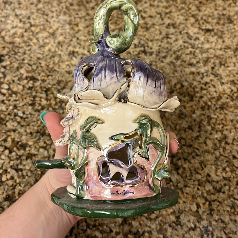 Heather Goldminc Blue Sky Fairy Garden Ceramic Tealight Candle Holder - Picture 5 of 5